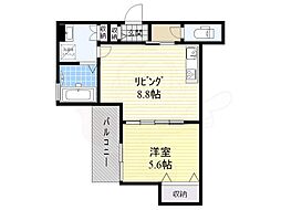 クリエオーレ高見の里 1LDKの間取図画像