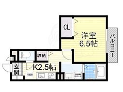 ルピナスD 1Kの間取図画像