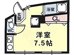 RHYTHM柏原 ワンルームの間取図画像