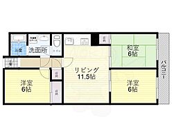 久宝寺グリーンマンション 3LDKの間取図画像