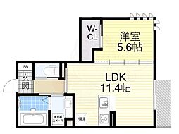 メゾンドヒルズ 1LDKの間取図画像