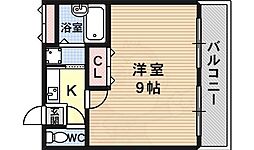 サンコークレアール 1Kの間取図画像