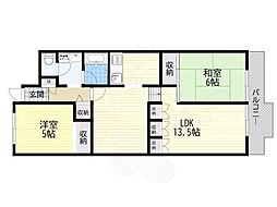 朝日プラザ松原E棟 2LDKの間取図画像