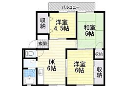 ルミエールナガハタB 3DKの間取図画像