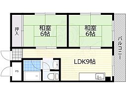 沼ハイツ 2LDKの間取図画像