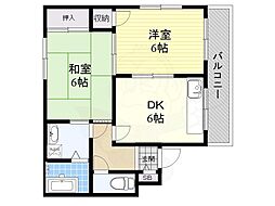 コーポ長瀬 2DKの間取図画像