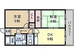 マンションウメノ 2DKの間取図画像