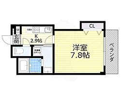 サンドレンスコート 1Kの間取図画像