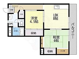 コーポ柏原 2LDKの間取図画像