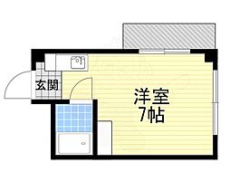 ベルエール天美 ワンルームの間取図画像