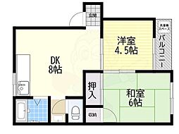八尾ハイツ 2DKの間取図画像