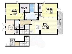 サンディアコート 2SDKの間取図画像