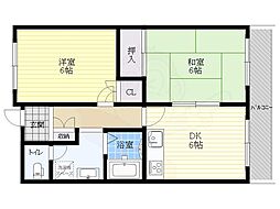 オーク国分 2DKの間取図画像