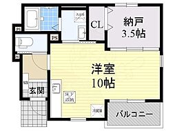 サンセールヤマビコ ワンルームの間取図画像