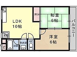 長尾マンション 2LDKの間取図画像