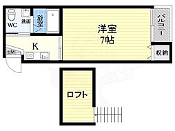 ラ・コート天美B棟 1Kの間取図画像