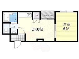 ハイツハピネス 1DKの間取図画像