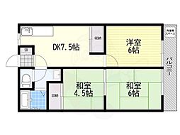 阪南グリーンハイツB棟 3DKの間取図画像
