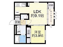 珊瑚 1LDKの間取図画像