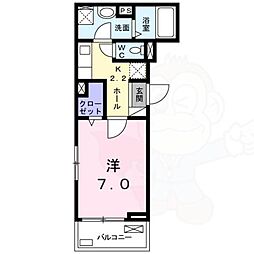 メゾン・スレーヌ 1Kの間取図画像