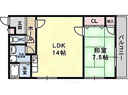 西板持3 1LDKの間取図画像