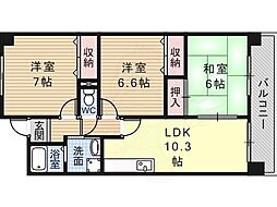 ウエストインヒルズ 3LDKの間取図画像