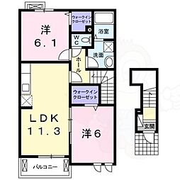 アンジール 2LDKの間取図画像