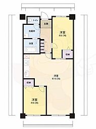 藤井寺スカイハイツ 2LDKの間取図画像