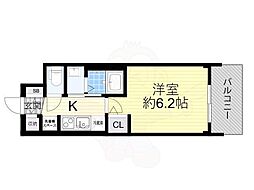 エステムコート大阪プリューム 1Kの間取図画像