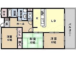 リバーサイド藤井寺 3LDKの間取図画像