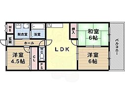 シャトー林 3LDKの間取図画像