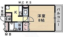 ボワリジェール 1Kの間取図画像