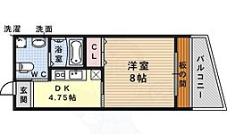 セレーノはびきの 1DKの間取図画像