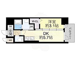 エステムコート大阪プリューム 1DKの間取図画像