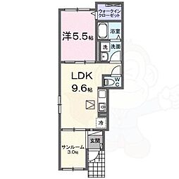 プラシード 1LDKの間取図画像