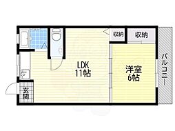 コーポ松田 1LDKの間取図画像