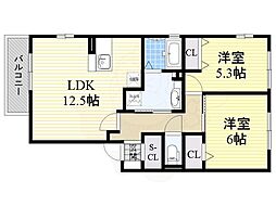 アビタシオンA 2LDKの間取図画像