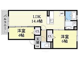 メゾン・ハルモニアW-room 2LDKの間取図画像