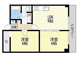 アメニティ藤井寺 2DKの間取図画像