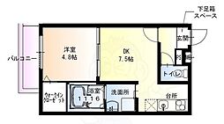 フジパレス弥刀駅北III番館 1DKの間取図画像