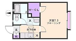 ソレアード千暁 1階1Kの間取り