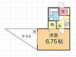 メゾンワタナベ 1階1Kの間取り