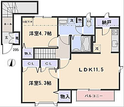 モリエール2 2LDKの間取図画像