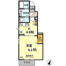 J・Court 1Kの間取図画像