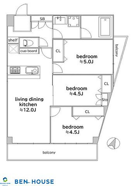 ・キッチンにはカップボード完備！・5階最上階の角部屋に位置しており開放感ございます・2か所のバルコニーございます・各居室収納完備でスッキリ片付きます・新規リフォーム済で即入居可！