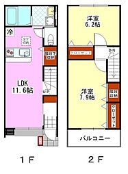 Oak　Village 1階2LDKの間取り