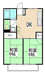 カームシバタ2 2DKの間取図画像