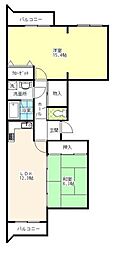 ラ・ポール7番館 1階2LDKの間取り