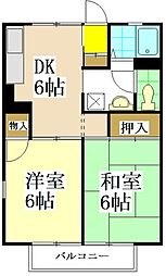 カーム・シバタ12 2DKの間取図画像