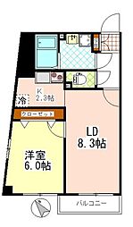 ラックフィールド 1LDKの間取図画像